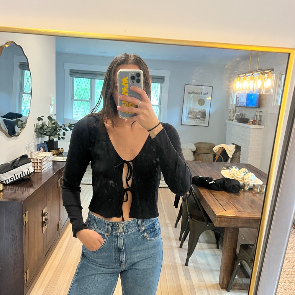 Wilfred Black Tie-Front Blouse